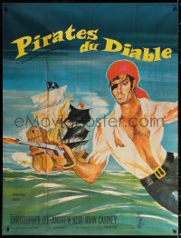 2z0857 DEVIL-SHIP PIRATES French 1p 1965 Hammer, crew of cutthroats, cool different art by Siry!