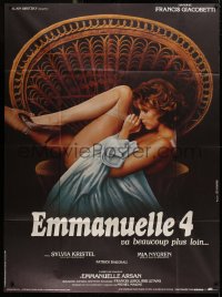 2z0877 EMMANUELLE 4 French 1p 1984 super sexy naked Mia Nygren sitting in wicker chair!