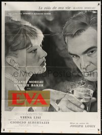 2z0884 EVA style A French 1p 1962 directed by Joseph Losey, c/u of Jeanne Moreau & Stanley Baker!
