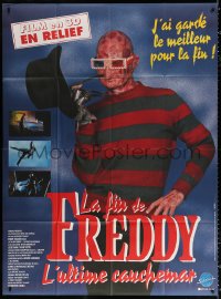 2z0903 FREDDY'S DEAD French 1p 1992 wacky image of Robert Englund as Freddy Krueger with 3-D glasses!