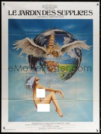 2z0907 GARDEN OF TORTURE French 1p 1976 Siudmak art of nude woman suspended from floating island!
