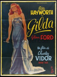 2z0912 GILDA French 1p R1972 art of sexy Rita Hayworth full-length in sheath dress by Boris Grinsson!
