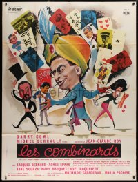 2z1009 LES COMBINARDS French 1p 1966 great art of turbaned magician Darry Cowl with playing cards!