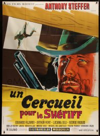 2z1019 LONE & ANGRY MAN French 1p 1968 Belinsky spaghetti western art of Steffen with gun, rare!
