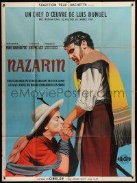 2z1057 NAZARIN French 1p 1960 Luis Bunuel, art of girl kissing Mexican Catholic priest's hand!
