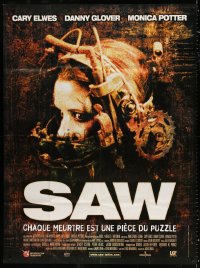 2z1124 SAW French 1p 2005 gory serial killer, great image of Shawnee Smith in diabolical device!
