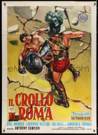 2z0564 FALL OF ROME style B Italian 1p 1963 Margheriti's Il Crollo di Roma, cool sword & sandal art!