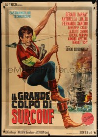 2z0598 IL GRANDE COLPO DI SURCOUF Italian 1p 1967 Stefano art of Gerard Barray by pirate ships!