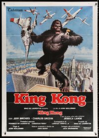 2z0605 KING KONG Italian 1p 1976 John Berkey art of BIG ape on the Twin Towers in New York City!