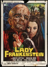 2z0615 LADY FRANKENSTEIN Italian 1p 1971 La figlia di Frankenstein, cool horror art by Luca Crovato!