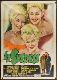 2z0621 LE SVEDESI Italian 1p 1960 great Averardo Ciriello art of three beautiful Swedish blondes!
