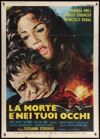 2z0670 SAVAGE CITY Italian 1p 1975 art of sexy Marisa Mell & Farley Granger by exploding car!