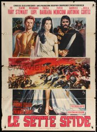 2z0674 SEVEN REVENGES Italian 1p 1961 Le Sette Sfide, art of barechested Ed Fury & cast by Longi!