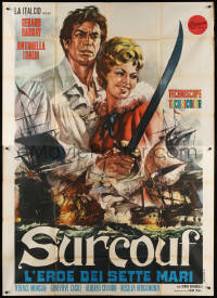 2z0322 SEA PIRATE Italian 2p 1967 Surcouf, l'eroe dei sette mari, Gerard Barray, cool artwork!