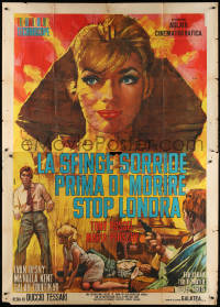 2z0323 SECRET OF THE SPHINX Italian 2p 1964 art of sexy Maria Perschy as the Egyptian statue, rare!