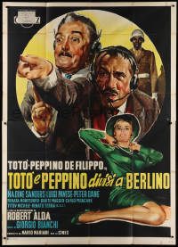 2z0335 TOTO & PEPPINO DIVIDED IN BERLIN Italian 2p 1962 Olivetti art of the comedy duo + sexy girl!