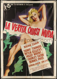 2z0342 YOUR PAST IS SHOWING Italian 2p 1958 different De Seta art of sexy naked Shirley Eaton, rare!