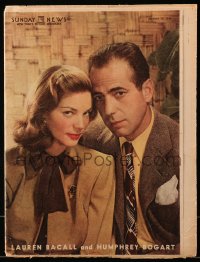 2z0072 SUNDAY NEWS magazine section January 13, 1946 Lauren Bacall & Humphrey Bogart on the cover!