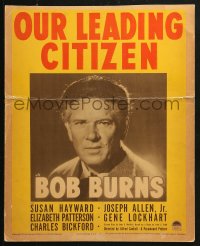 2z0205 OUR LEADING CITIZEN WC 1939 great portrait of Bob Burns, from a story by Irvin S. Cobb!