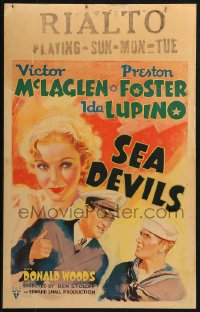 2z0231 SEA DEVILS WC 1937 great art of Ida Lupino with sailors Victor McLaglen & Preston Foster!