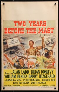 2z0259 TWO YEARS BEFORE THE MAST WC 1945 art of barechested Alan Ladd, Brian Donlevy, Bendix