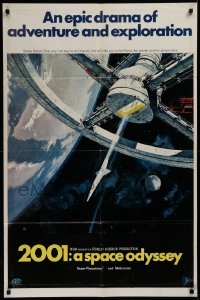 3a0742 2001: A SPACE ODYSSEY style A 70mm 1sh 1968 Kubrick, art of space wheel by Bob McCall!