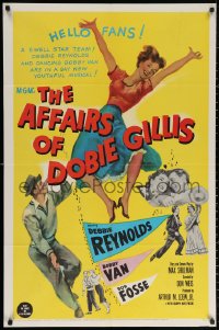 3a0749 AFFAIRS OF DOBIE GILLIS 1sh 1953 Bobby Van, Bob Fosse, wacky art of Debbie Reynolds!