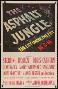 3a0766 ASPHALT JUNGLE 1sh 1950 John Huston classic film noir, The City Under the City, cool art!