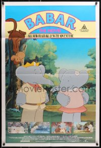 3a0339 BABAR: THE MOVIE Aust 1sh 1989 Jean & Laurent de Brunhoff, cool art of classic cartoon elephants!