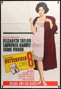 3a0353 BUTTERFIELD 8 Aust 1sh R1966 litho art of the most desirable callgirl, Elizabeth Taylor!