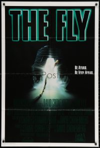 3a0371 FLY Aust 1sh 1987 David Cronenberg, cool sci-fi art of monster in teleport pod by Mahon!