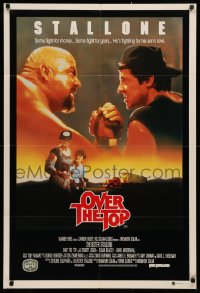 3a0413 OVER THE TOP Aust 1sh 1987 trucker Sylvester Stallone armwrestling giant guy & with son!