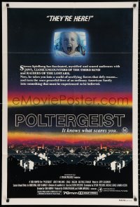 3a0419 POLTERGEIST Aust 1sh 1982 Tobe Hooper, classic, they're here, Heather O'Rourke screaming!