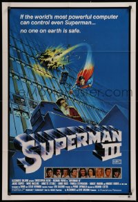 3a0434 SUPERMAN III Aust 1sh 1983 art of Christopher Reeve flying toward Richard Pryor by L. Salk!