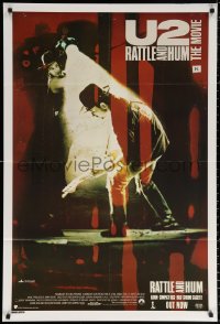 3a0440 U2 RATTLE & HUM Aust 1sh 1988 image of Irish rockers Bono & The Edge performing on stage!