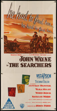 3a0334 SEARCHERS Aust 3sh 1956 different Southern Studios art of Wayne & Hunter in Monument Valley!