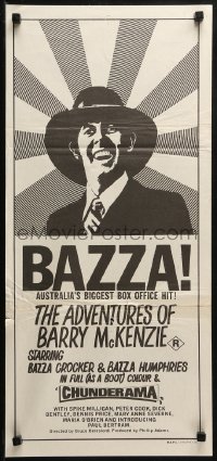 3a0459 ADVENTURES OF BARRY MCKENZIE Aust daybill 1972 shameless saga of a young Aussie in Pommyland!