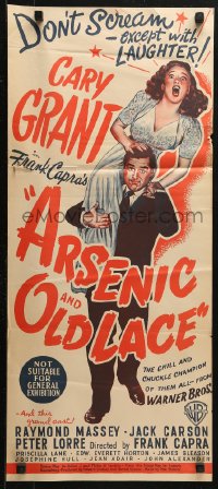 3a0463 ARSENIC & OLD LACE 2nd printing Aust daybill 1940s Grant, Priscilla Lane, Frank Capra classic