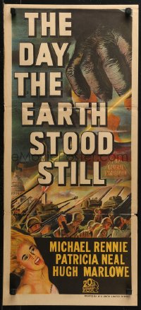 3a0504 DAY THE EARTH STOOD STILL Aust daybill 1952 Robert Wise, art of giant hand & Patricia Neal!