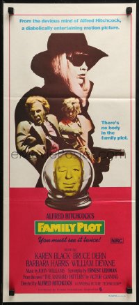 3a0522 FAMILY PLOT Aust daybill 1976 from the mind of devious Alfred Hitchcock, Karen Black!