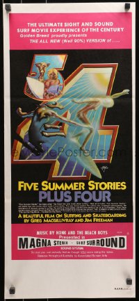3a0527 FIVE SUMMER STORIES PLUS FOUR Aust daybill 1976 really cool surfing artwork by Rick Griffin!