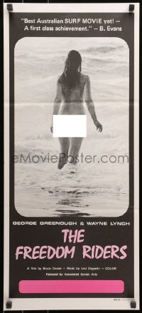 3a0530 FREEDOM RIDERS Aust daybill 1972 completely naked Aussie surfer girl, black design!