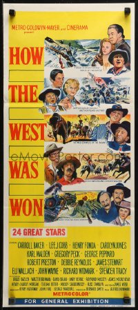 3a0559 HOW THE WEST WAS WON Aust daybill 1964 John Ford, Debbie Reynolds, Gregory Peck!