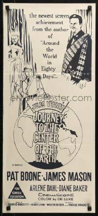 3a0574 JOURNEY TO THE CENTER OF THE EARTH Aust daybill R1960s Jules Verne, different art!