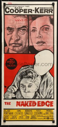 3a0600 NAKED EDGE Aust daybill 1961 different Gary Cooper, Deborah Kerr, the man who wrote Psycho!