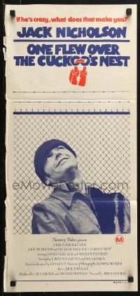 3a0611 ONE FLEW OVER THE CUCKOO'S NEST Aust daybill 1976 great c/u of Jack Nicholson, Forman classic