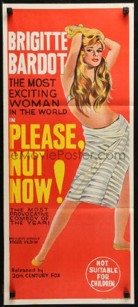 3a0614 ONLY FOR LOVE Aust daybill 1963 sexy full-length Brigitte Bardot, Vadim's Please, Not Now!
