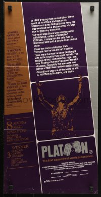 3a0624 PLATOON Aust daybill 1987 Oliver Stone, Vietnam War, Willem Dafoe shot in iconic scene!