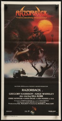 3a0641 RAZORBACK Aust daybill 1984 Australian horror, cool artwork by Brian Clinton!