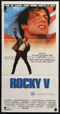 3a0650 ROCKY V Aust daybill 1990 Sylvester Stallone, John G. Avildsen boxing sequel, cool image!